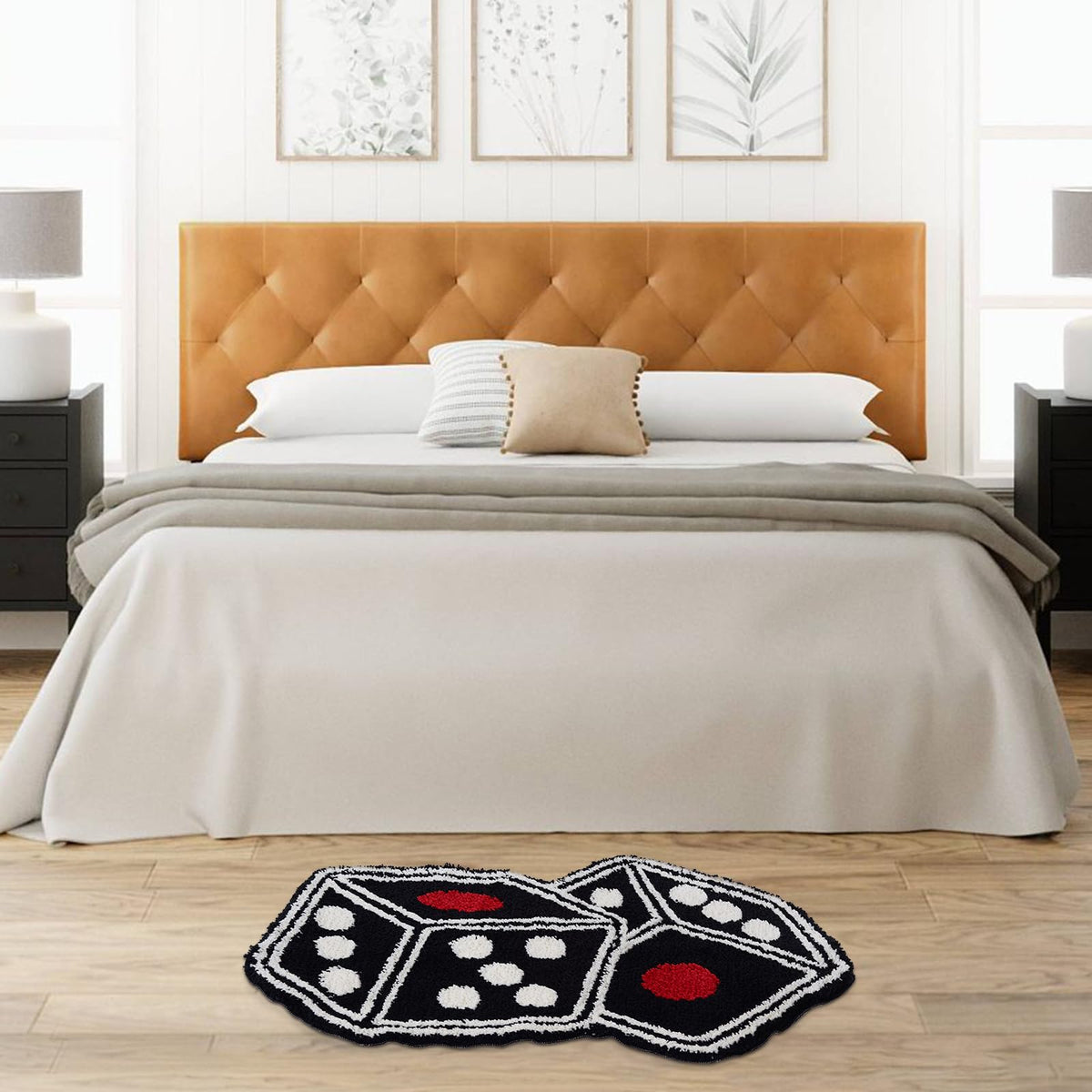 Meudid Dice Rug machine washable for easy cleaning.