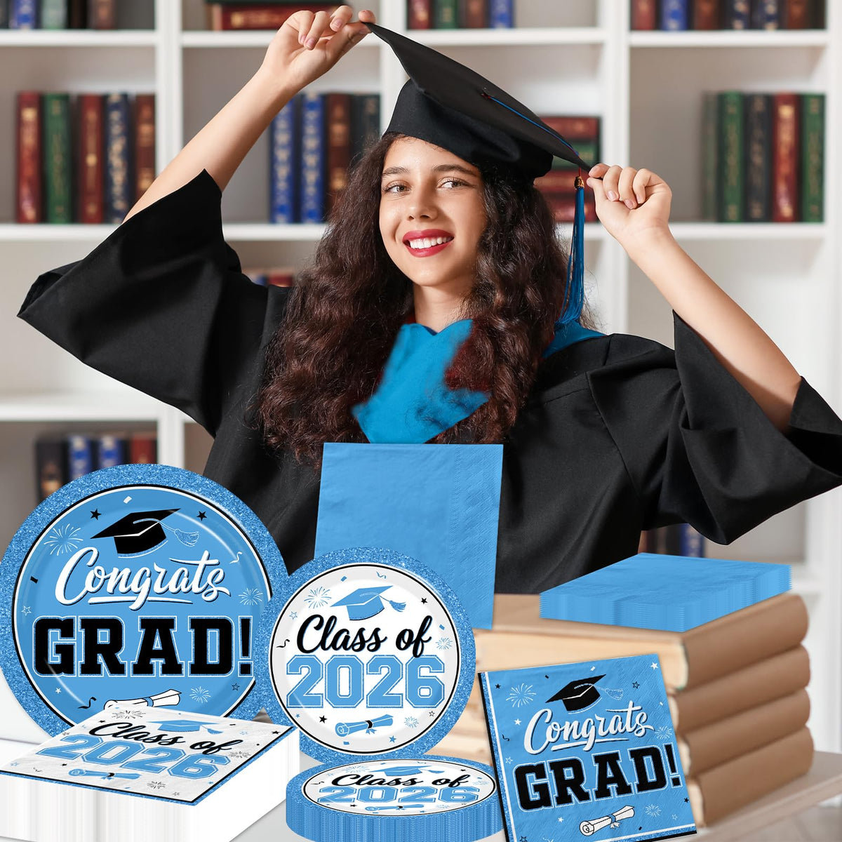 Meuqeaju graduation plates feature caps and stars for celebratory vibe