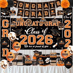 Meuqeaju orange graduation pompoms brighten tables and photos with bold color.