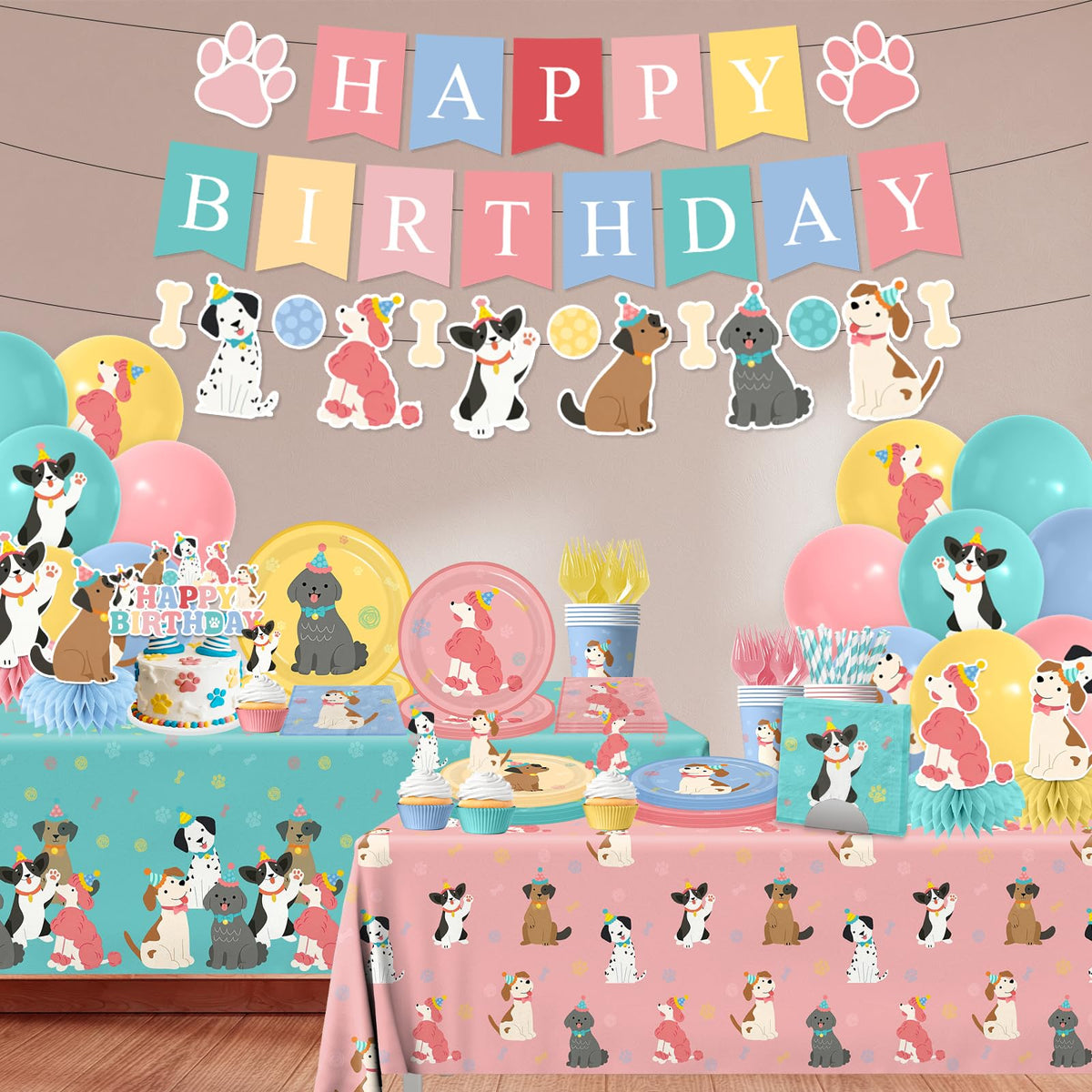 Meuqeaju puppy party napkins showcase paw prints for cute table settings
