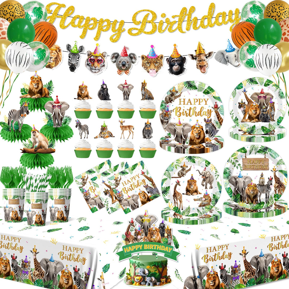 Meuqeaju safari banner elevates jungle party decor and theme.