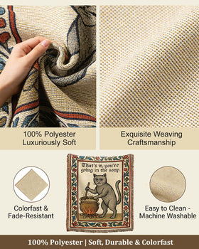 Mevious Weird Medieval Cat Tapestry medieval floral design adds playful sophistication to rooms.