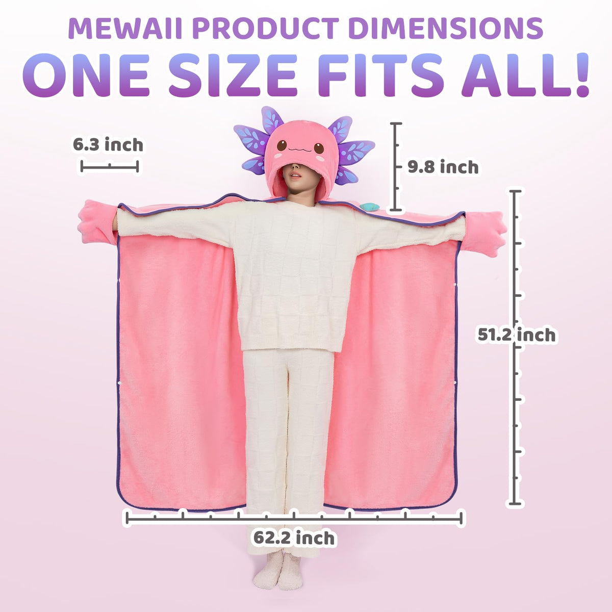 Mewaii full-body coverage axolotl wrap keeps you warm from head to toe.