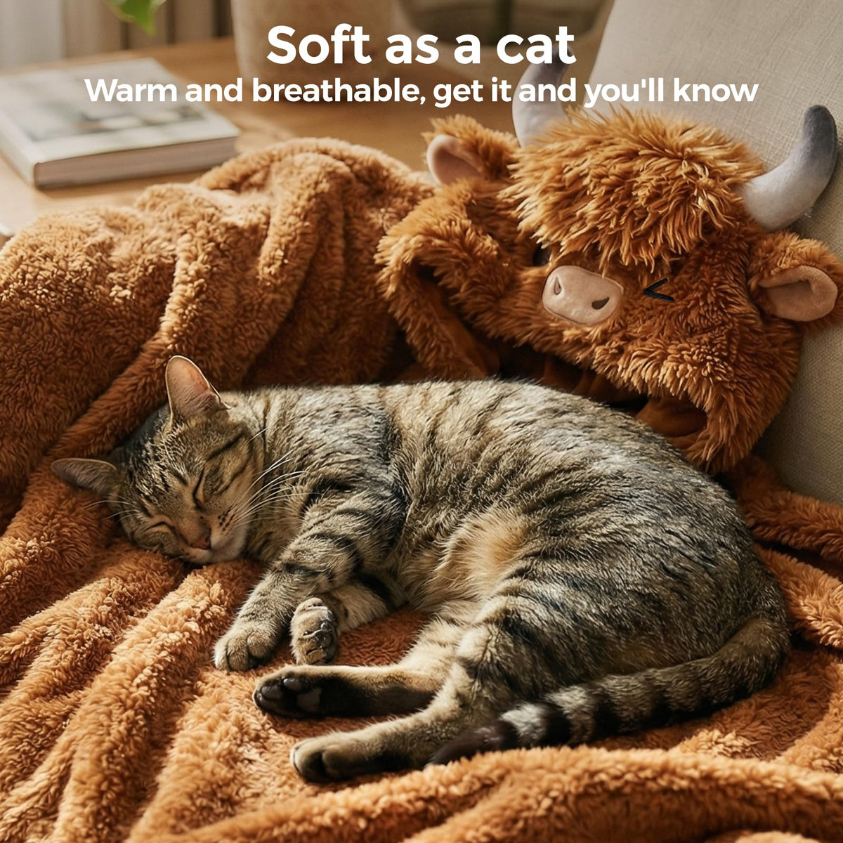 Mewaii gift-ready packaging showcasing a thoughtful Highland Cow blanket hoodie gift.