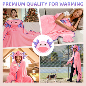 Mewaii hands-free design axolotl blanket lets you sip coffee while relaxing.