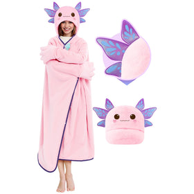 Mewaii soft wearable axolotl blanket hoodie offers plush warmth and cozy comfort.