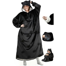 Mewaii wearable blanket hoodie cat ears for cozy lounging at home