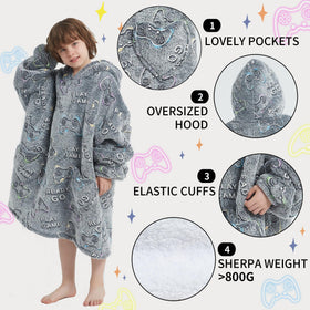 Mewkou glow-in-the-dark graphic hoodie; playful nighttime visibility.