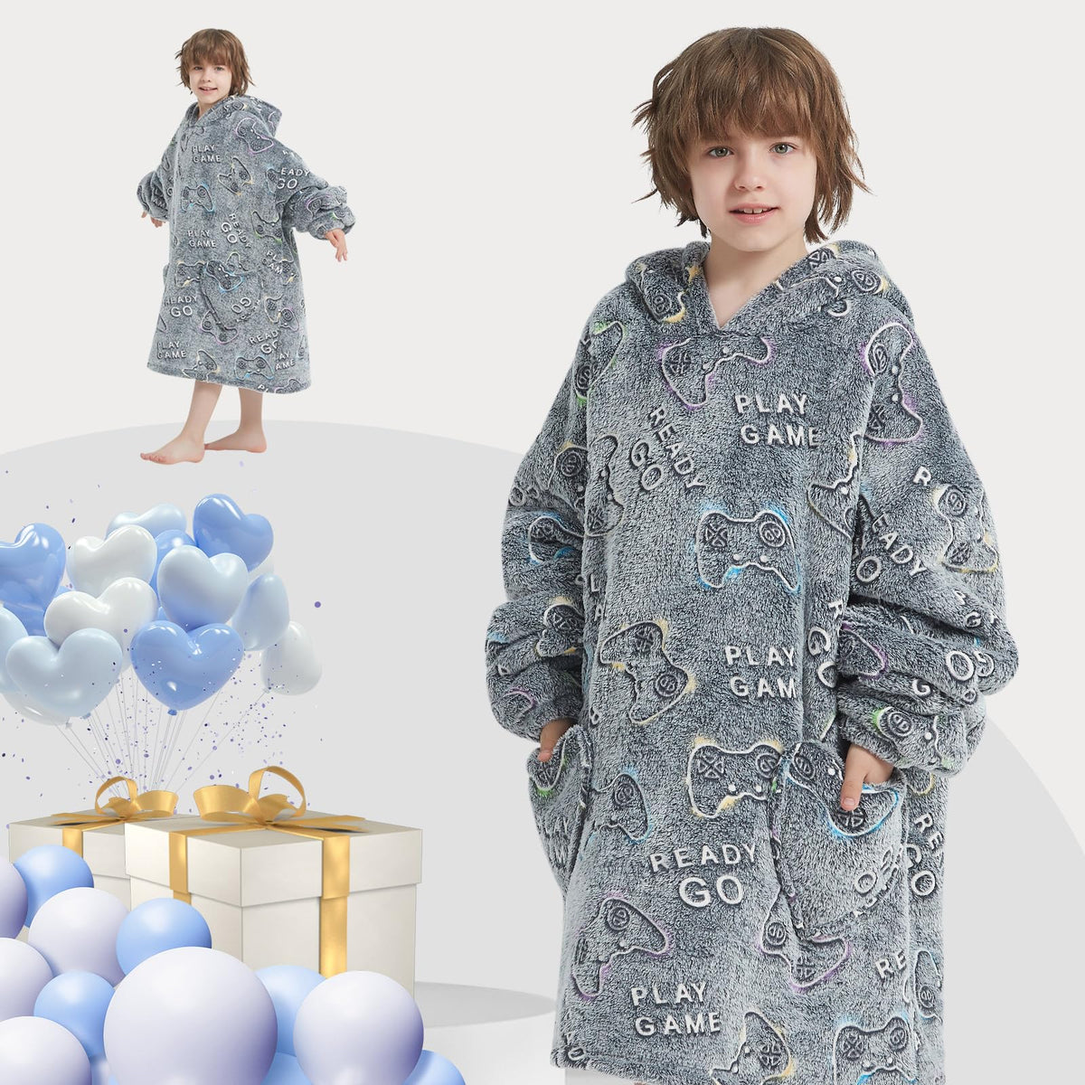 Mewkou kids blanket hoodie; perfect for TV time and lounging.