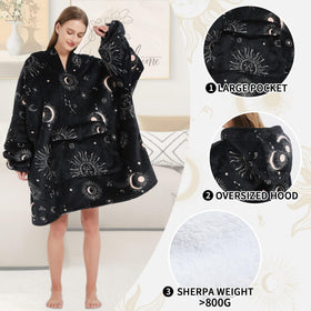 Mewkou wearable blanket hoodie back view showing oversized warmth.