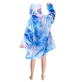 Mewkou blanket hoodie fabric close-up highlights plush sherpa for warmth.