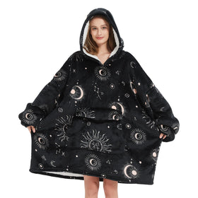 Mewkou wearable blanket hoodie front view for cozy home lounging.
