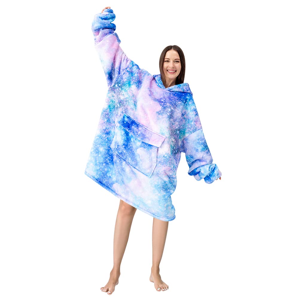 Mewkou Galaxy pattern hoodie showcases vibrant color and bold style.