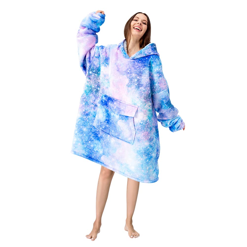 Mewkou wearable blanket hoodie worn outdoors for warmth during outdoor activities.