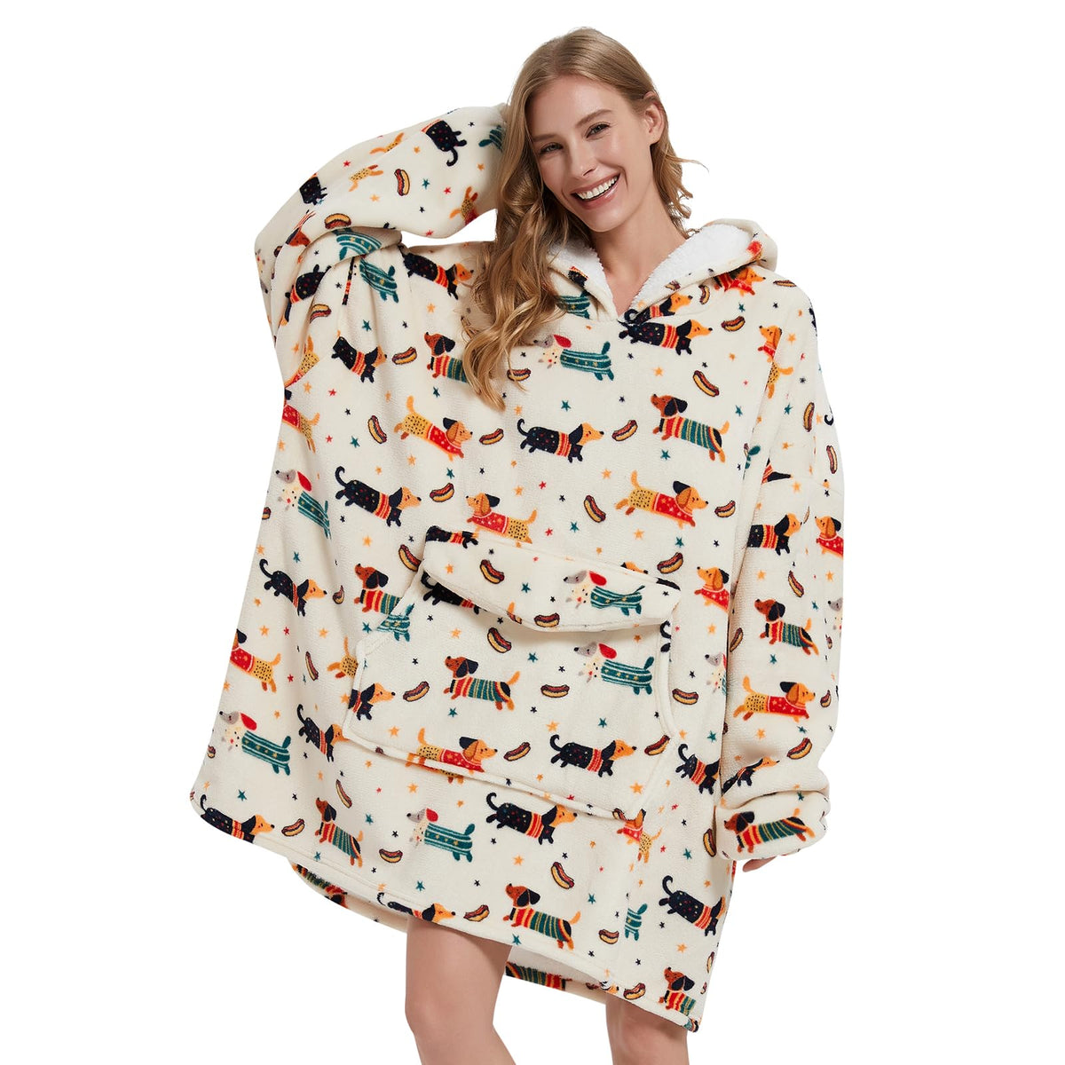 Mewkou wearable blanket hoodie overview showing plush warmth for lounging
