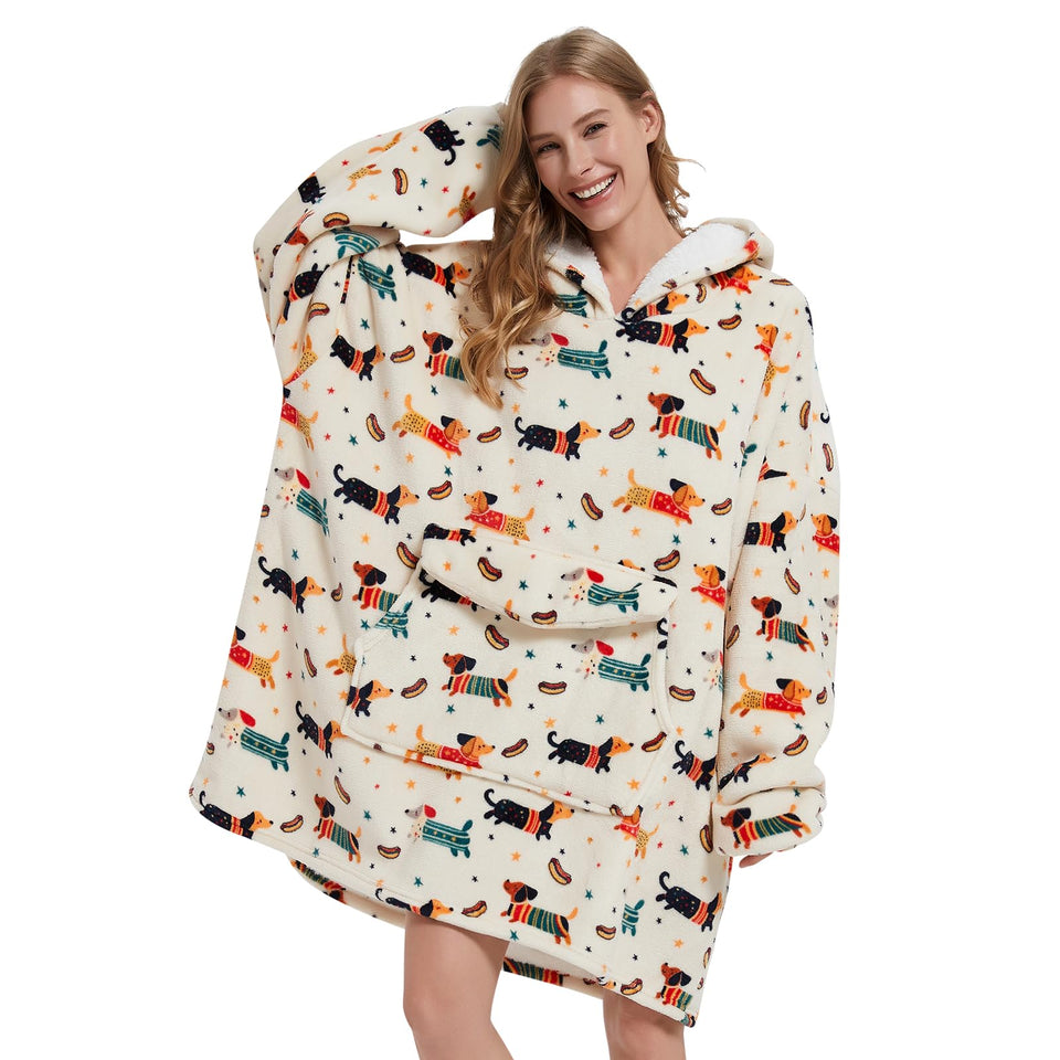Mewkou wearable blanket hoodie overview showing plush warmth for lounging