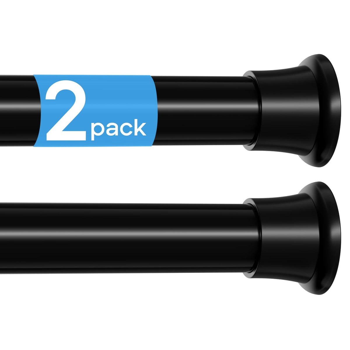 MEXAU 2-pack spring tension rod extended length demonstrates flexible fit.