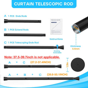 MEXAU black shower rod, tool-free twist-in installation for bathroom use