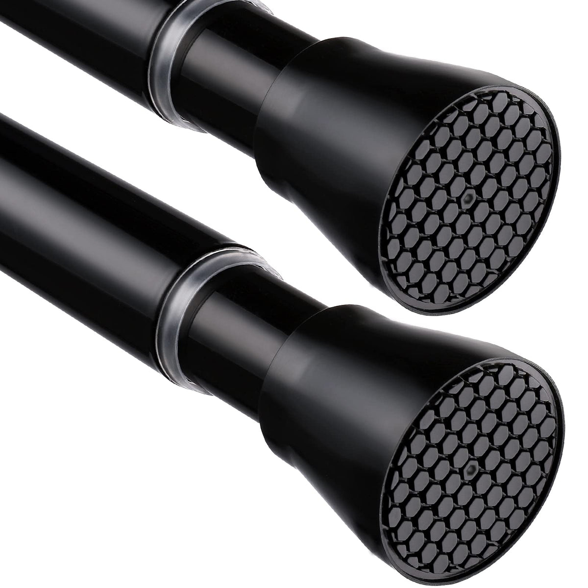 MEXAU 2-pack black tension rod for windows, extended reach, no-drill setup