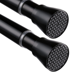 MEXAU 2-pack black tension rod for windows, extended reach, no-drill setup