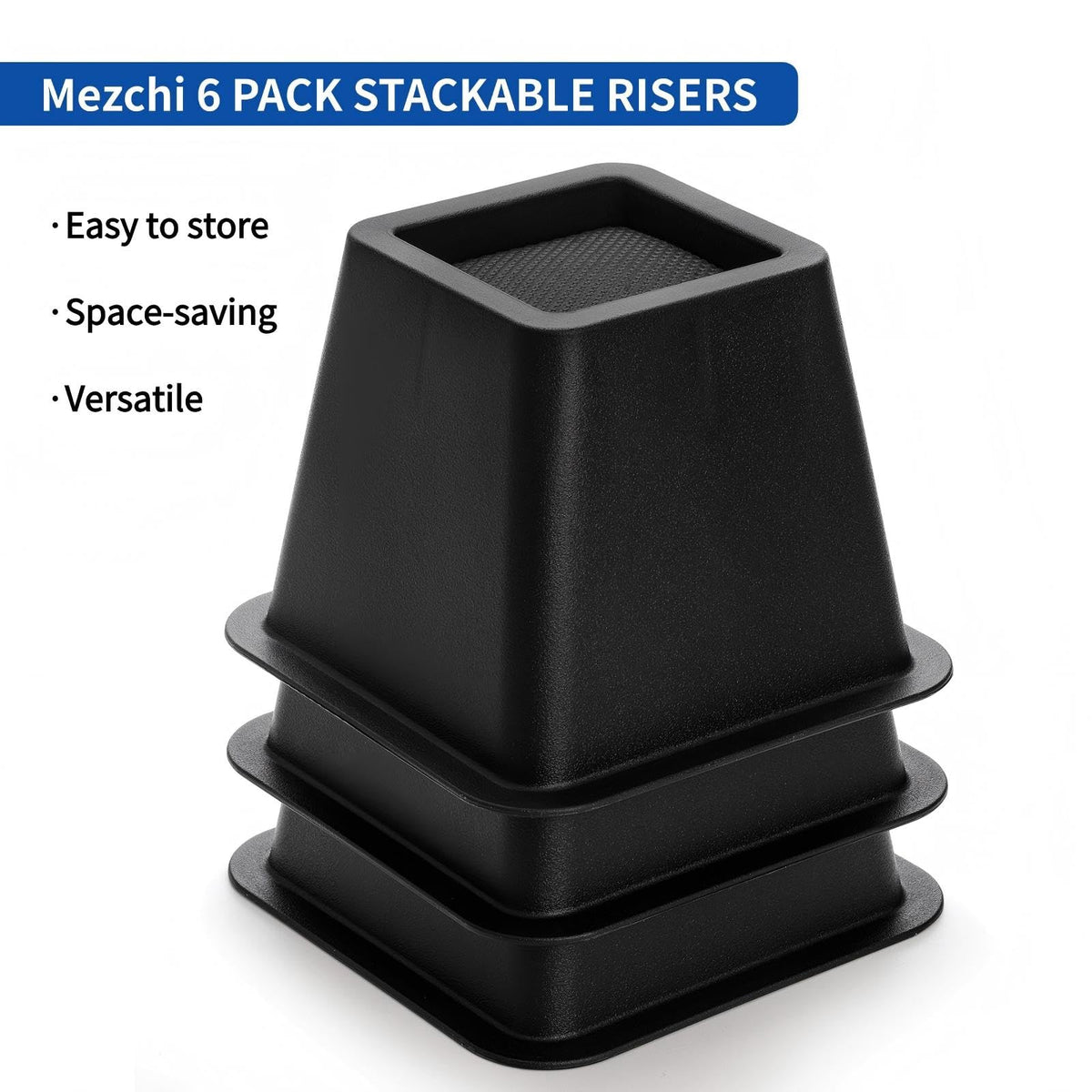 Mezchi bed risers 2200-lbs capacity demo with stacked risers.