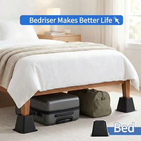 Mezchi bed risers 4-inch top view highlights anti-slip pads.