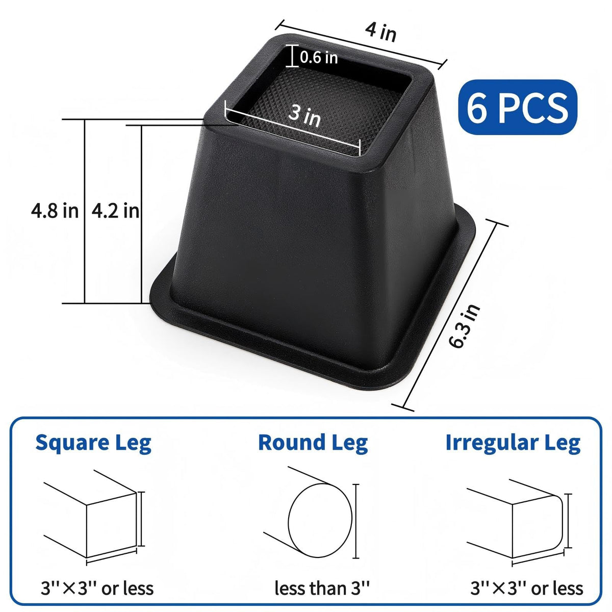 Mezchi bed risers anti-slip pads protect floors.