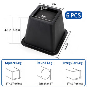 Mezchi bed risers anti-slip pads protect floors.