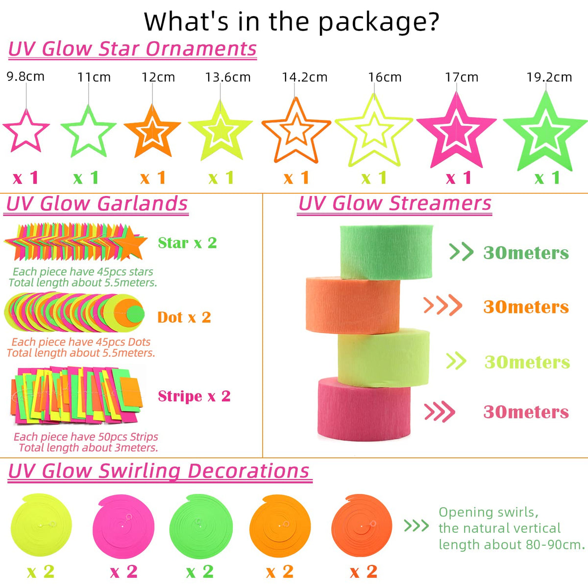 MFLUEEWR party kit image showing versatile decorating with multiple garlands.