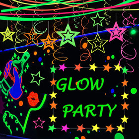 MFLUEEWR round dot fluorescent garland brightens under purple light for ceiling accents.