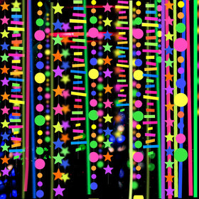 MFLUEEWR 702feet neon garland star glows vividly under UV light for dramatic ambiance.