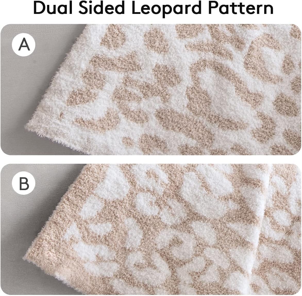 MH MYLUNE HOME khaki leopard blanket draped on bed for subtle warmth.
