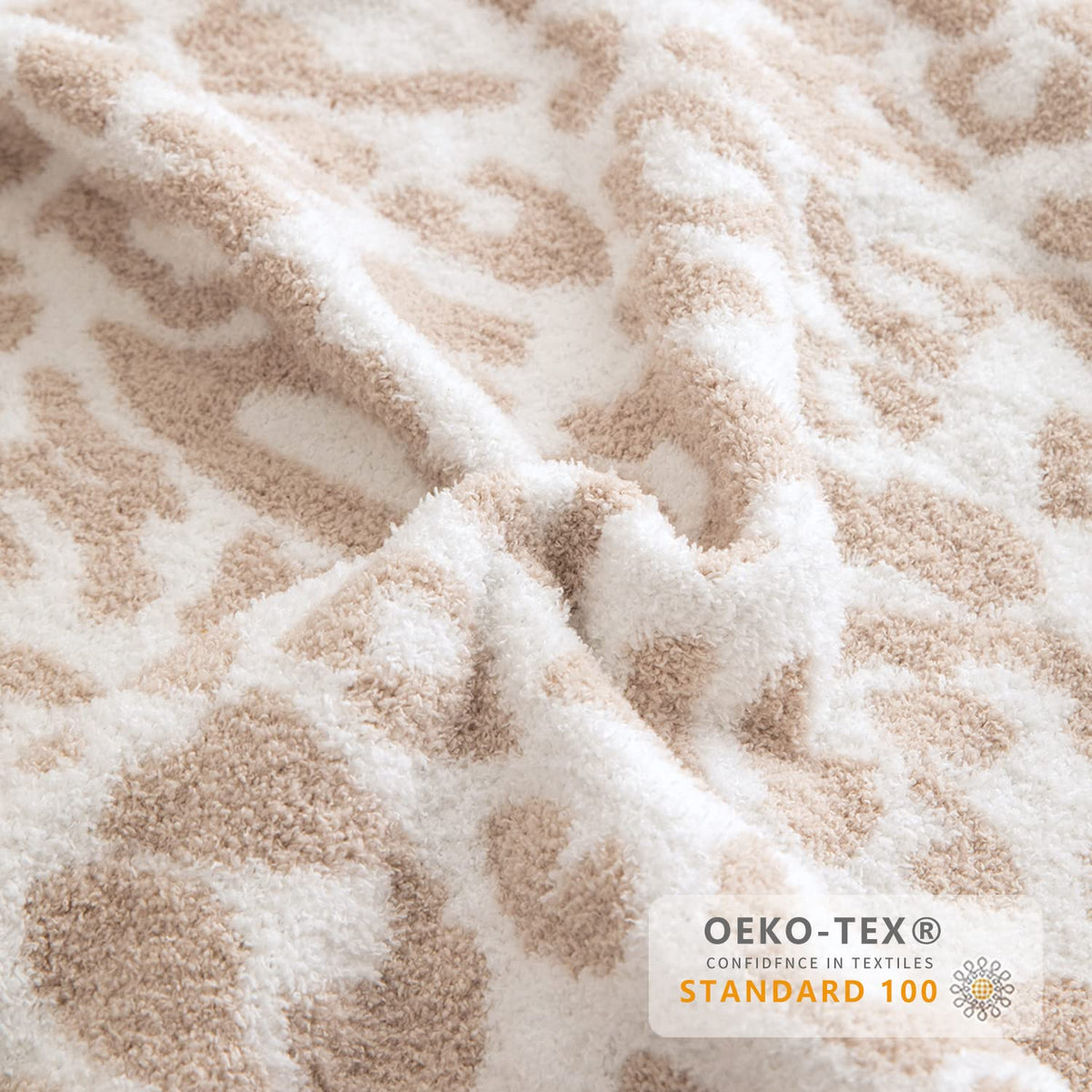 Khaki leopard pattern blanket by MH MYLUNE HOME enhances living room decor