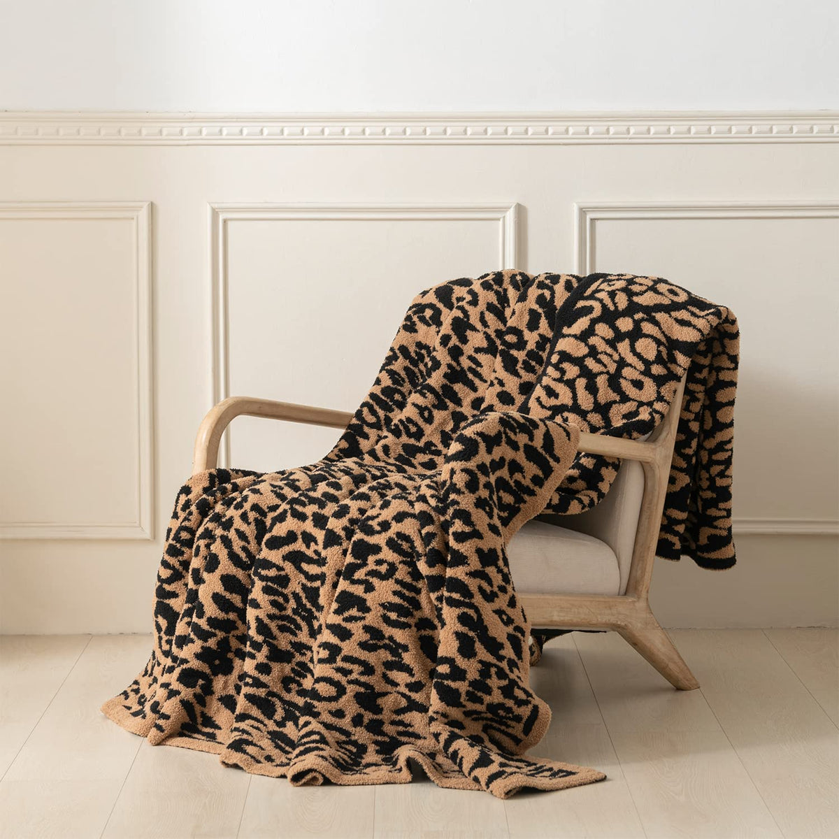 MH MYLUNE HOME leopard-pattern throw perfect for couch or bed layering.