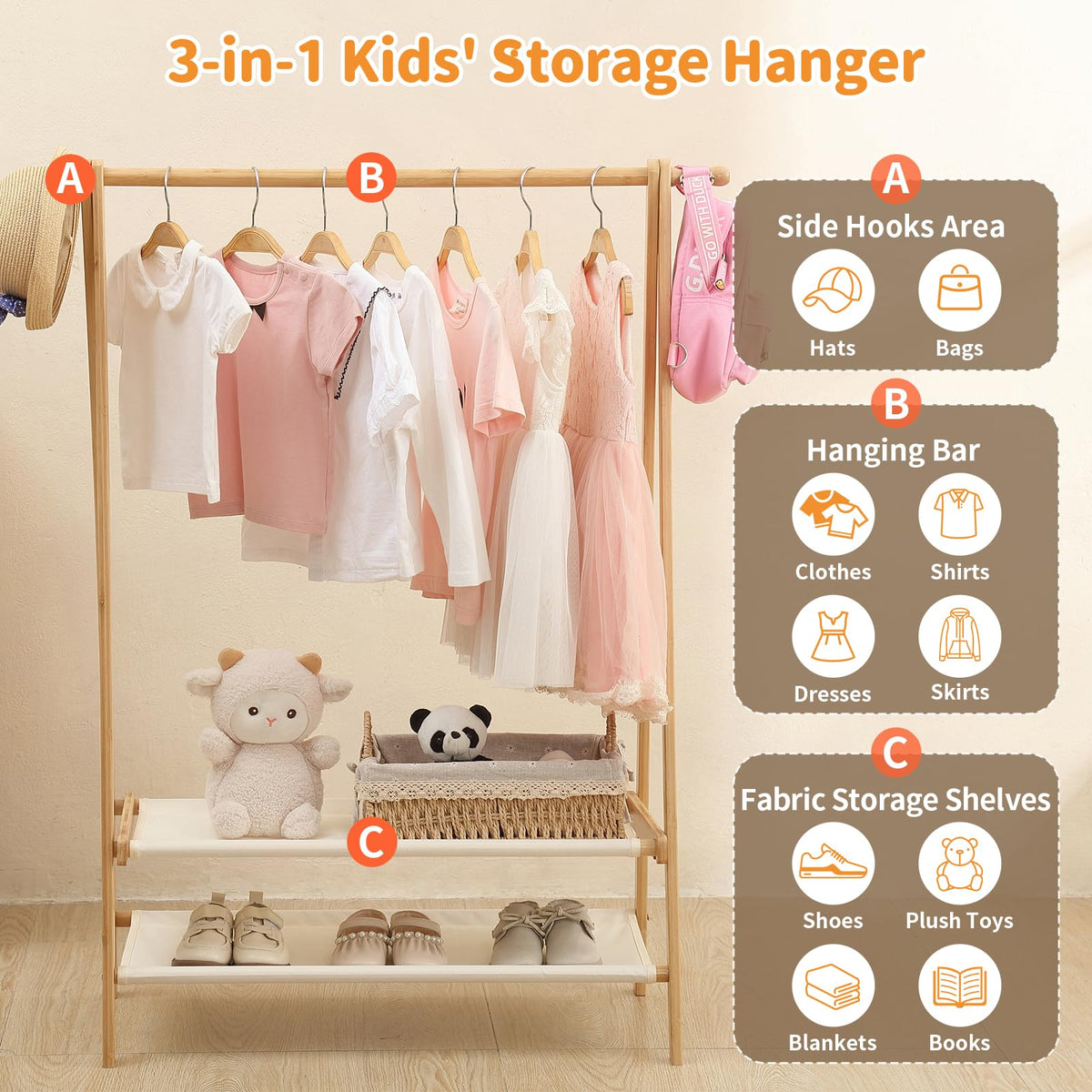 MHACVVO Foldable rack with dress-up rod for easy costume access