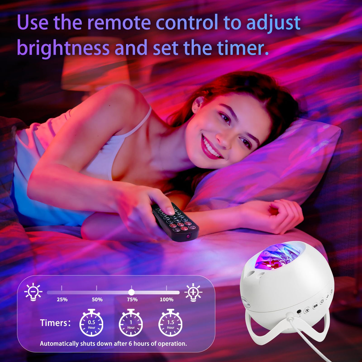 MHAZDZE Galaxy Projector pairs with Bluetooth to play music during starry projections.
