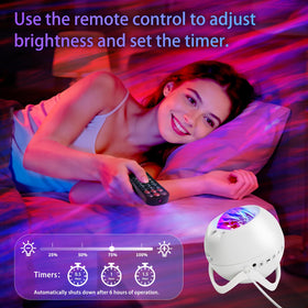 MHAZDZE Galaxy Projector pairs with Bluetooth to play music during starry projections.