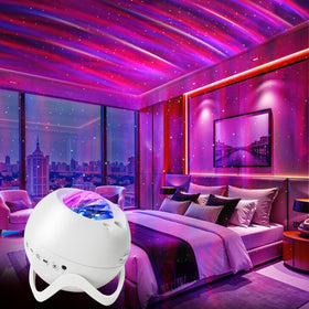 MHAZDZE Galaxy Projector lights ceiling with starry visuals for calming bedroom ambience.