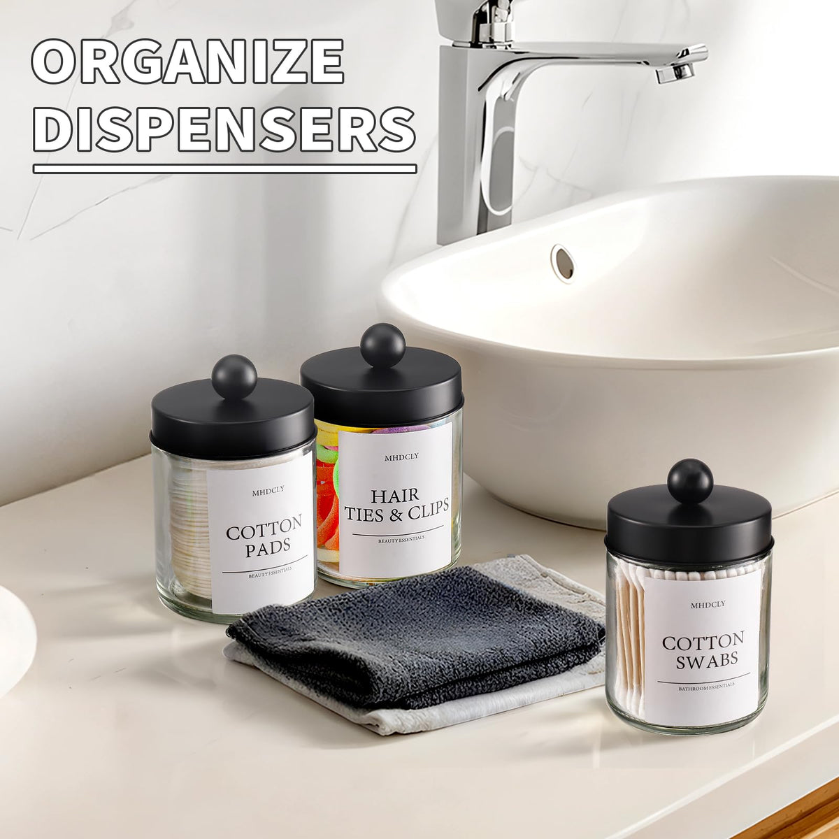 MHDCLY label set helps categorize cotton essentials for quick access