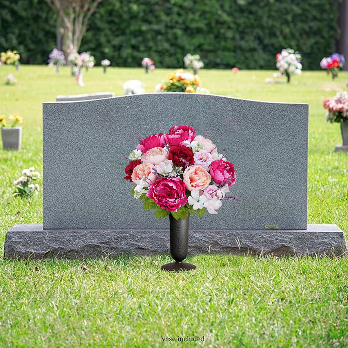MHMJON lavender accents with green leaves for outdoor cemetery displays