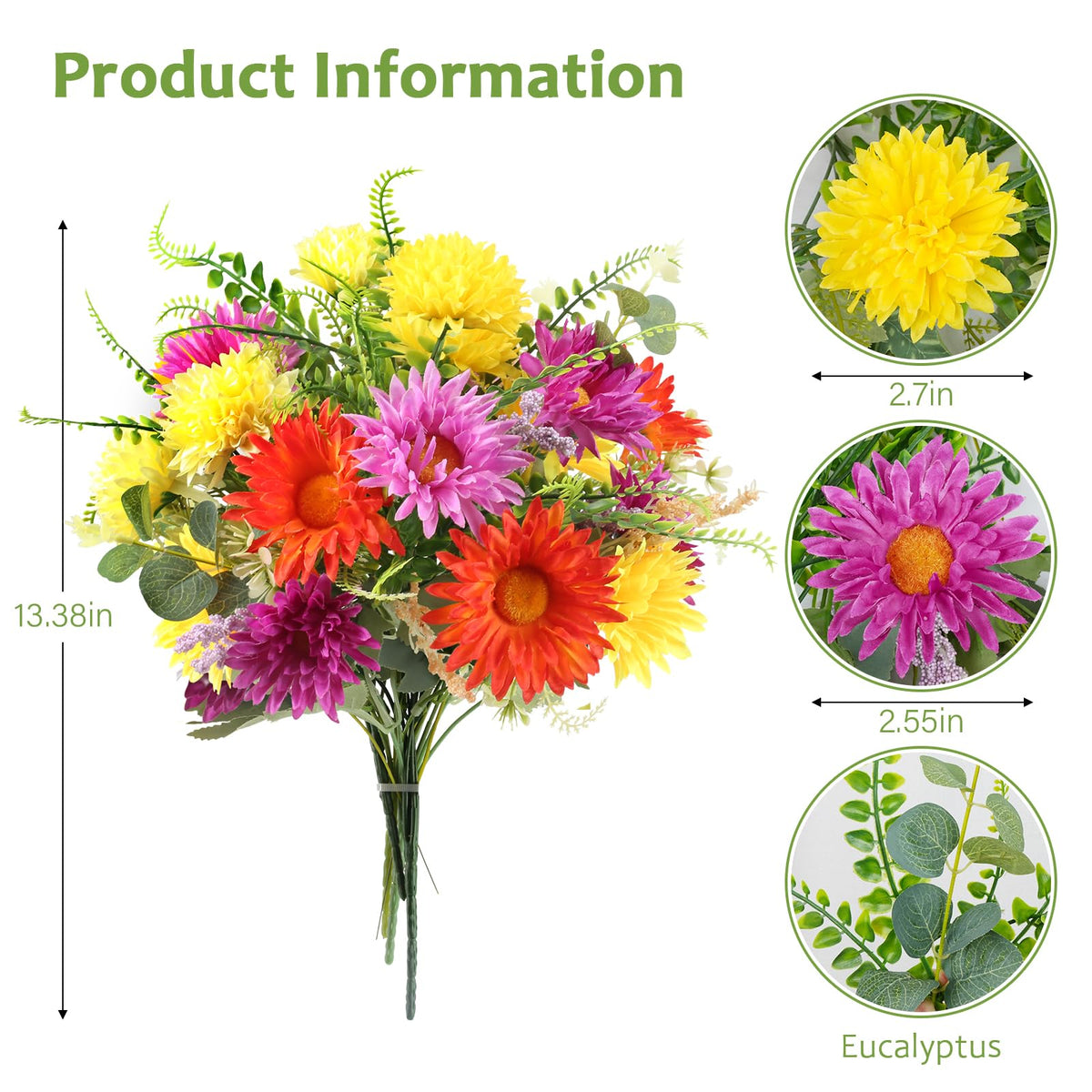 MHMJON silk mums and gerberas with vibrant color and style