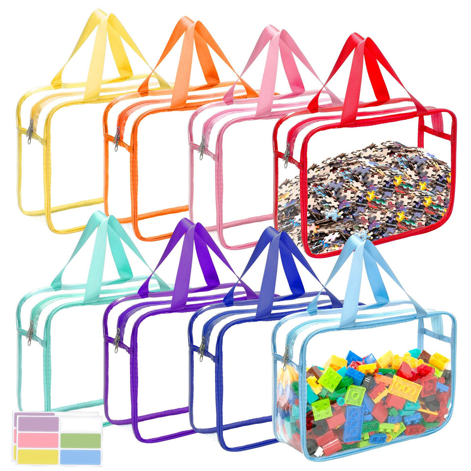 Mhtdet 8-pack clear toy storage bag with zipper for easy organization.