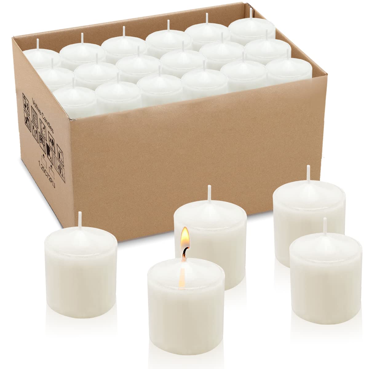 Mi Ka YIa 10-hour white votive candles bulk box for easy wedding decor.