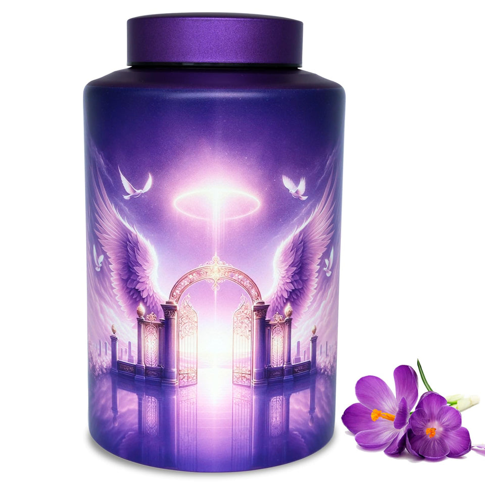 Mianachilu Gate of Heaven urn exterior design creates a serene home memorial focal point