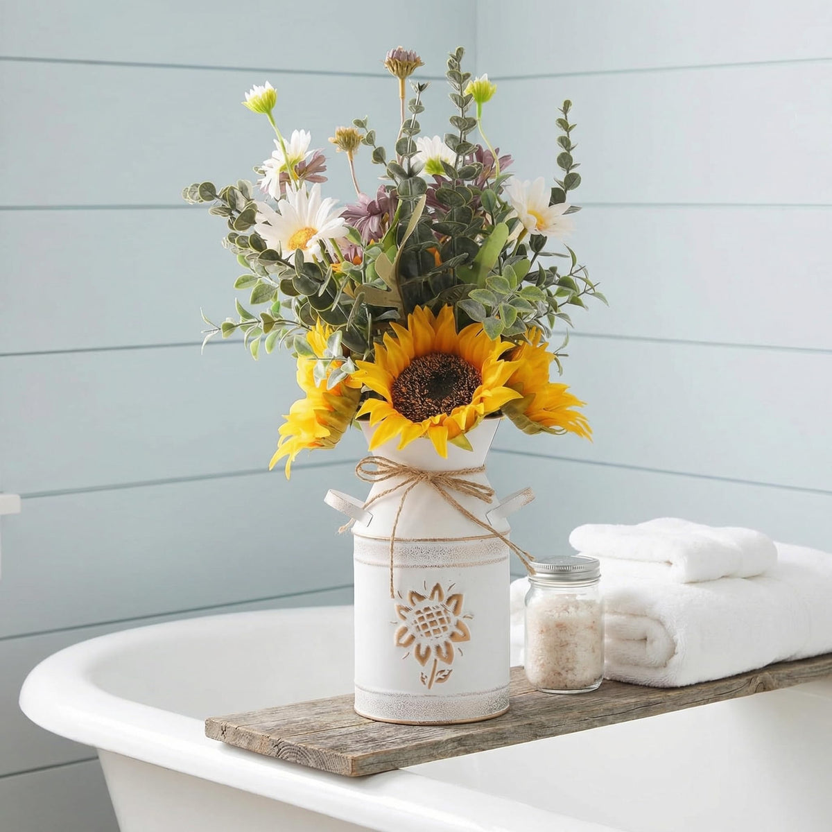 MiaTen outdoor centerpieces—weather-friendly arrangement for patio tables.