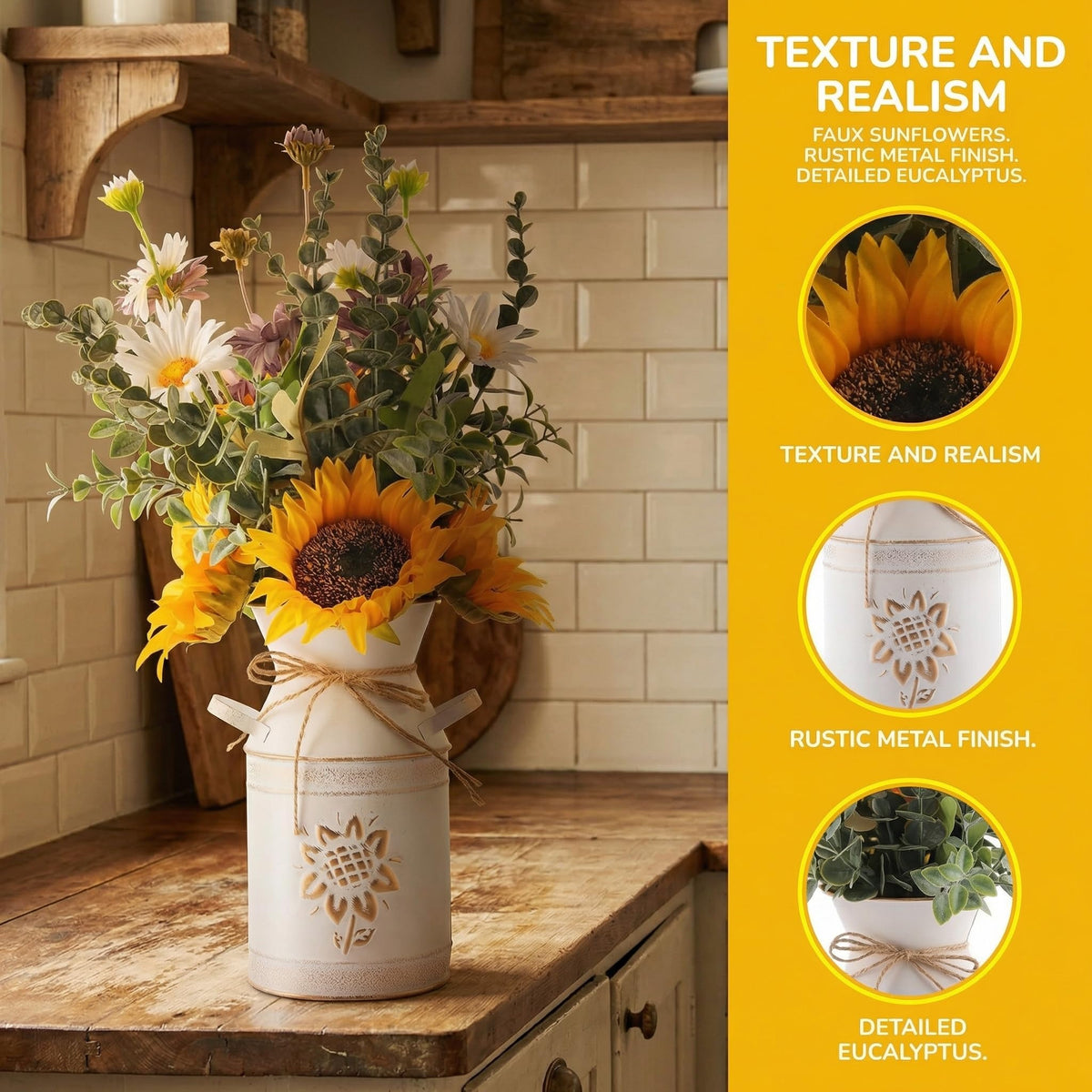 MiaTen silk flowers—realistic look, low maintenance, no watering needed.