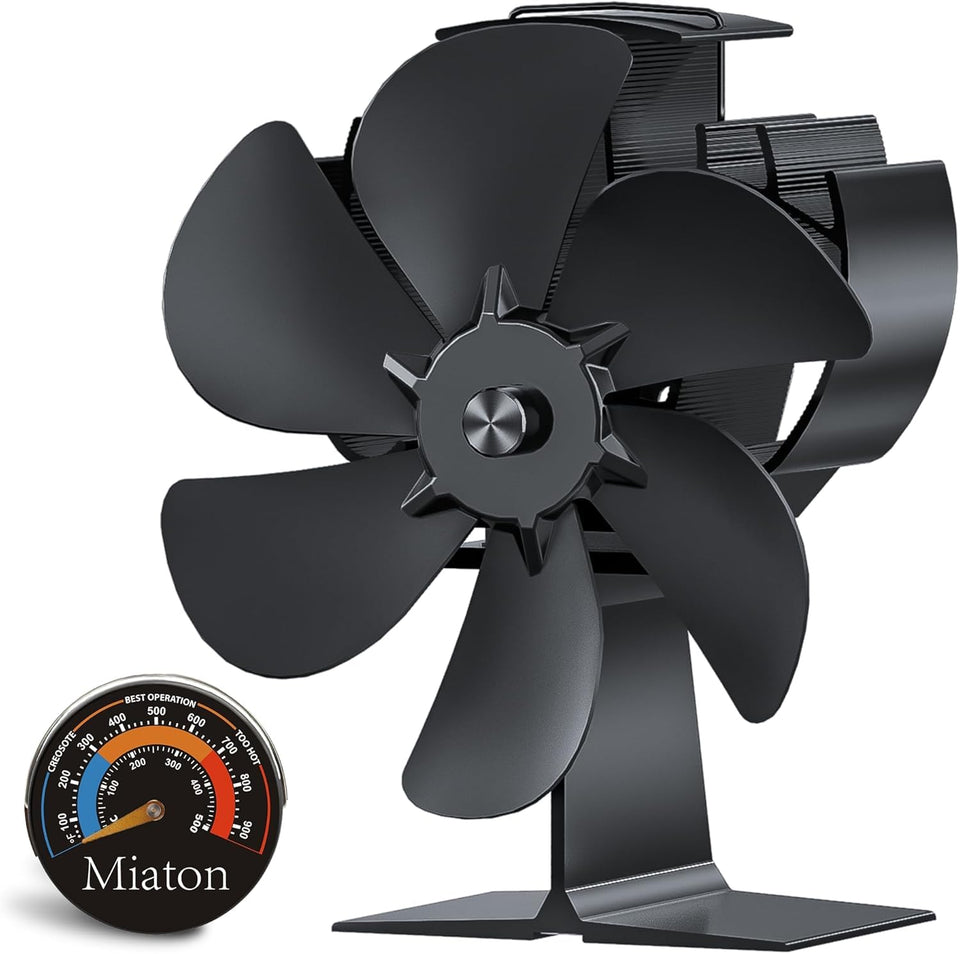 Miaton wood stove fan in action powered by heat for efficient warming