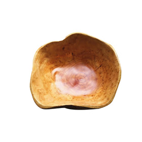 MIATTCLD irregular wooden bowl shows natural grain, ideal for unique fruit display