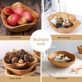 MIATTCLD natural wood bowl, durable rustic piece for candy and snacks.
