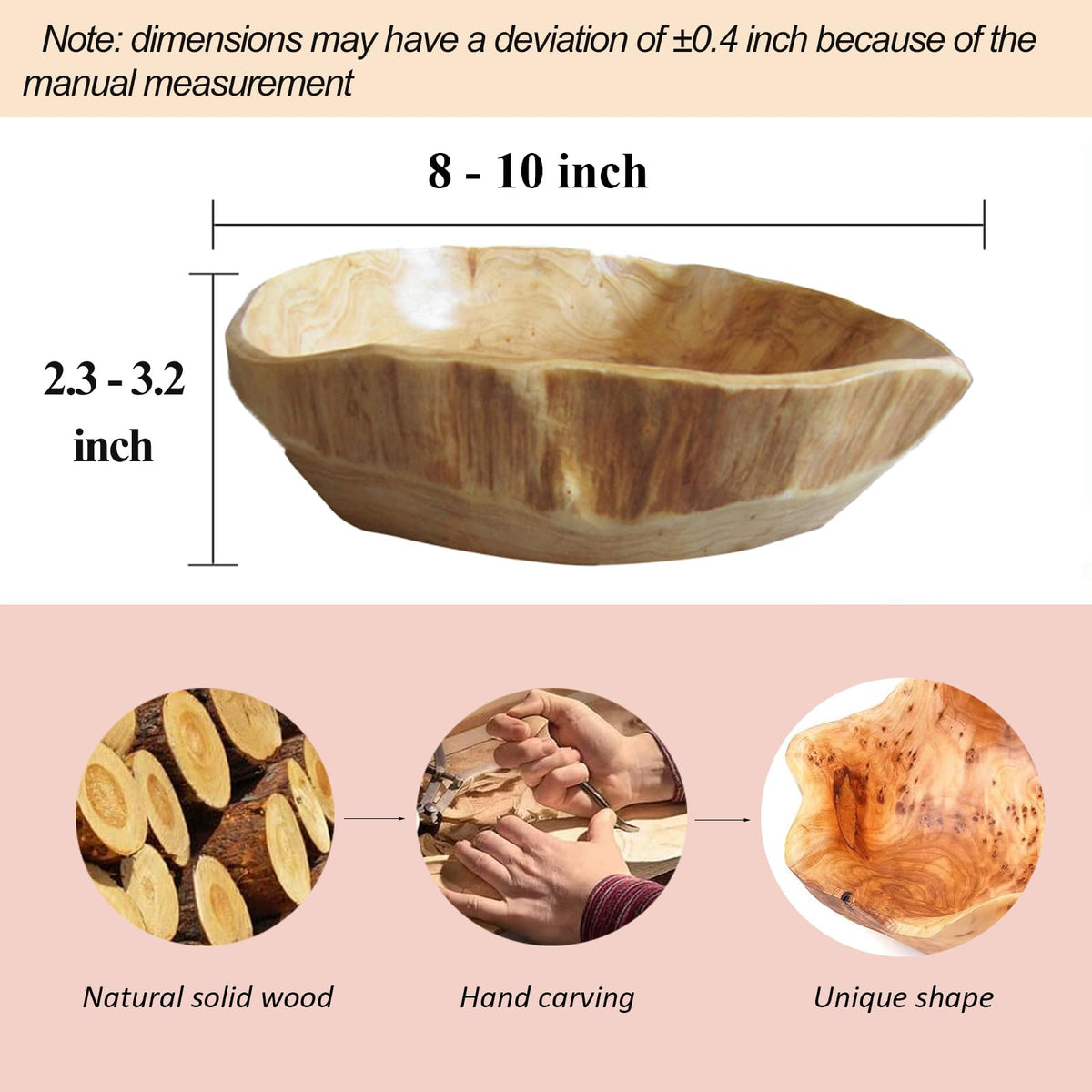 MIATTCLD wooden bowl highlights fir grain for rustic kitchen decor